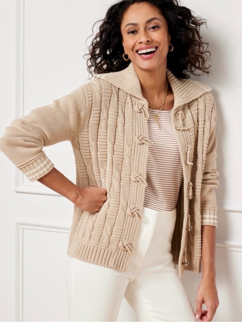 Talbots Cable Knit Coatigan Cardigan Small